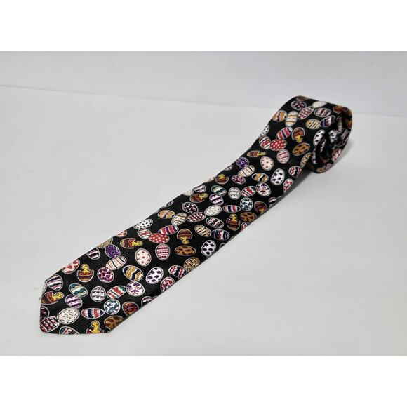 Pinnacle Men's Skinny Tie Easter Egg Print ~ 50" Long ~ 2.5" Wide RARE & UNIQUE - Picture 5 of 6
